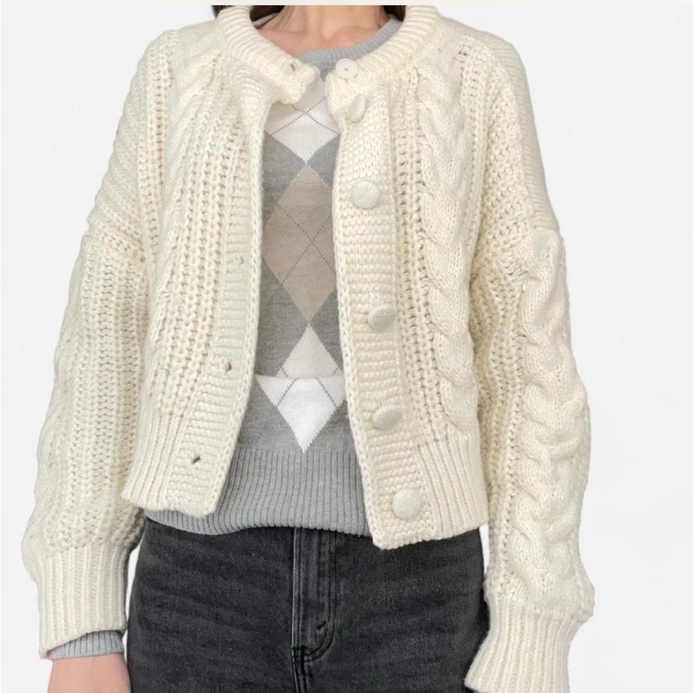 Grey and white merona diamond pattern long sleeve sweater top | size small